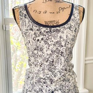 BR luxe touch tank top with satin piping neckline - black snake | size XS